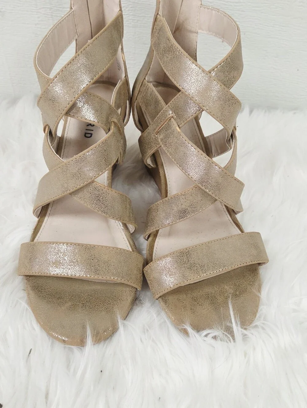 Torrid wide 9 Women's Metallic Strappy Wedge Sandals - Gold